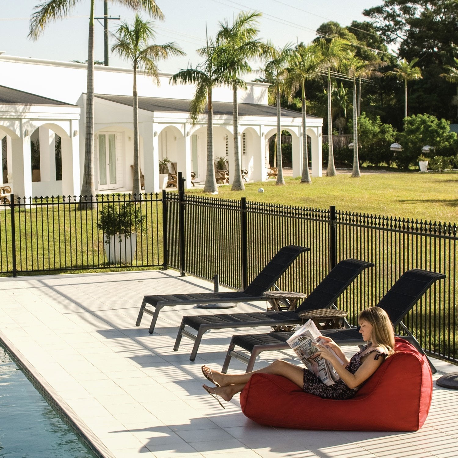 Studio Lounger Outdoor Interior Toro Red Cover Micro Bead Filling System